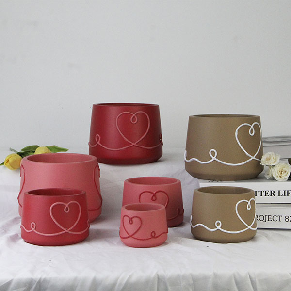 Cement Flower Pot For Valentine's Day