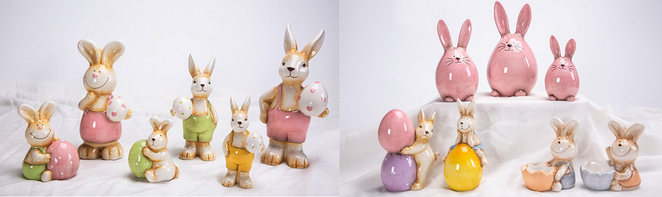Ceramic Flocking Rabbit
