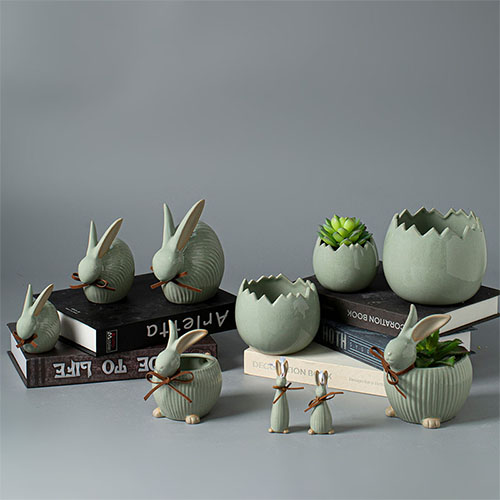 2025 Green Stoneware Easter EggShell