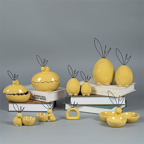 Porcelain Rabbits with Metal Accessories for 2025 Decoration