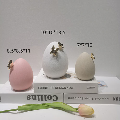 Matte White Pink Egg with Butterfly